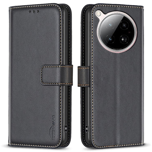 BINFEN COLOR BF17 For Infinix Zero 40 4G Case Wallet Folio Flip Leather Cover - Black