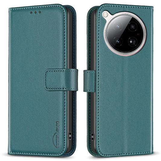 BINFEN COLOR BF17 For Infinix Zero 40 4G Case Wallet Folio Flip Leather Cover - Green