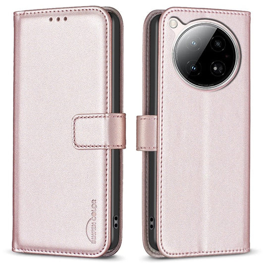 BINFEN COLOR BF17 For Infinix Zero 40 4G Case Wallet Folio Flip Leather Cover - Rose Gold