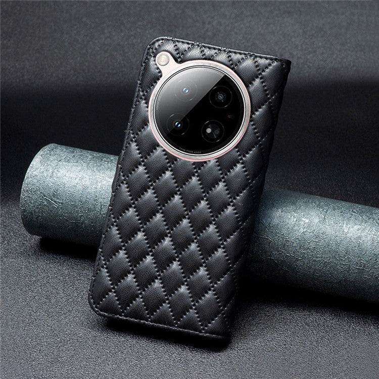 BINFEN COLOR BF Style-14 For Infinix Zero 40 4G Case Rhombus Phone Leather Cover Stand - Black