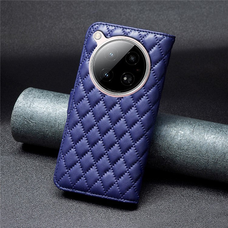 BINFEN COLOR BF Style-14 For Infinix Zero 40 4G Case Rhombus Phone Leather Cover Stand - Blue