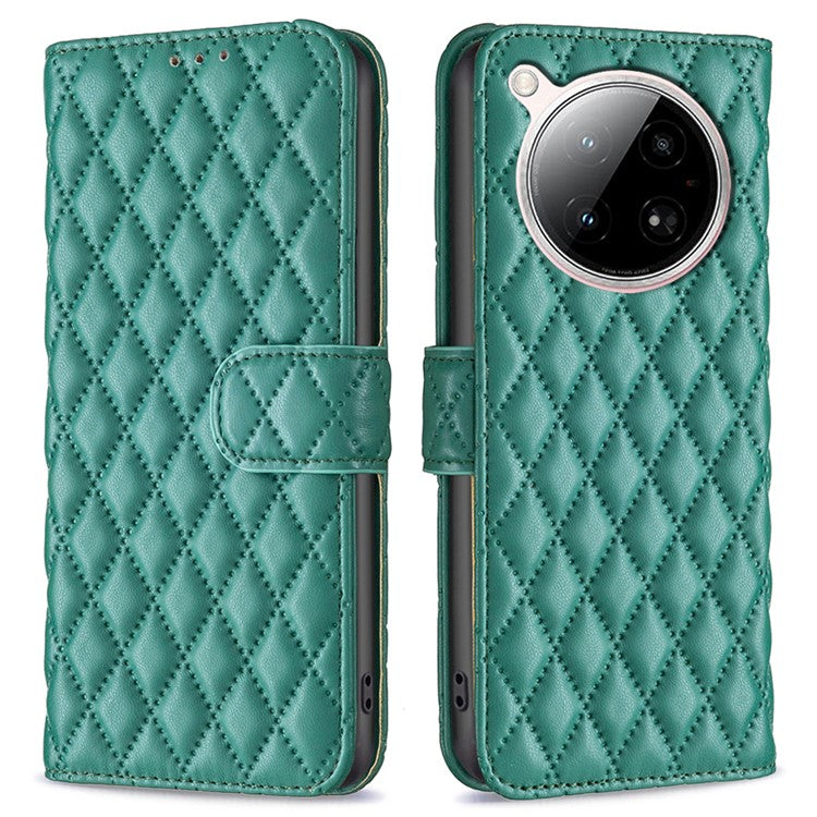 BINFEN COLOR BF Style-14 For Infinix Zero 40 4G Case Rhombus Phone Leather Cover Stand - Green