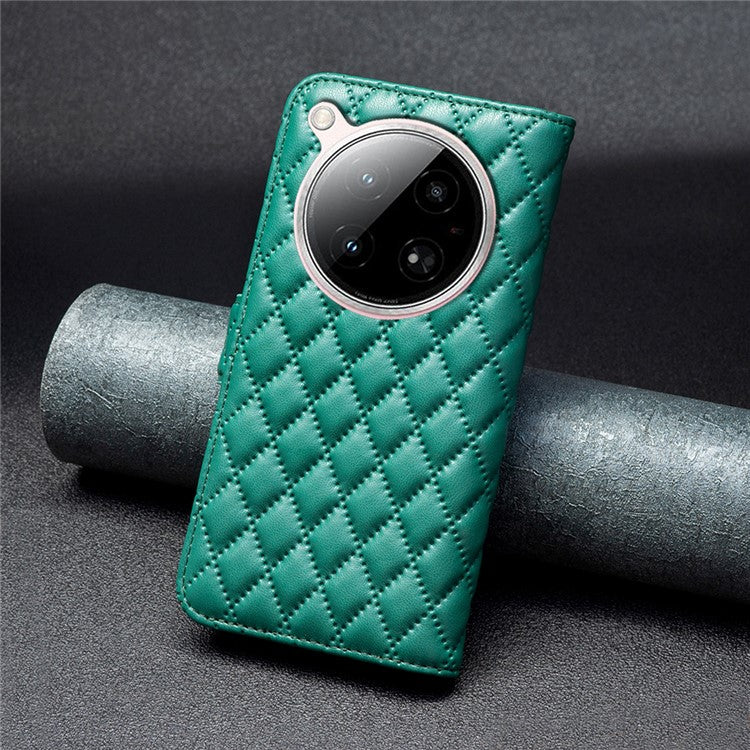 BINFEN COLOR BF Style-14 For Infinix Zero 40 4G Case Rhombus Phone Leather Cover Stand - Green