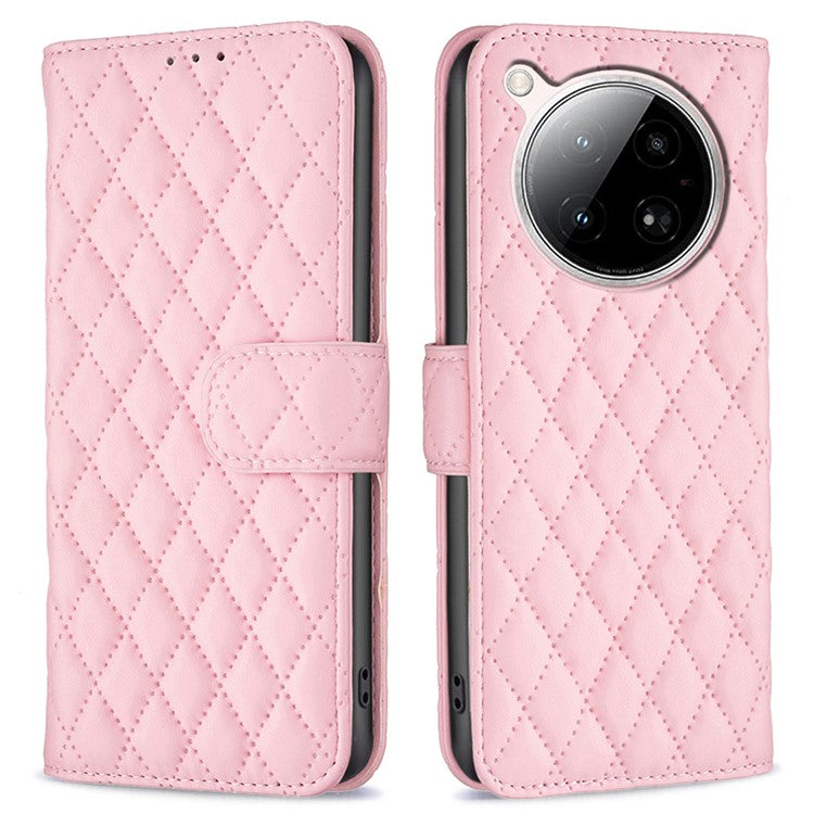 BINFEN COLOR BF Style-14 For Infinix Zero 40 4G Case Rhombus Phone Leather Cover Stand - Pink