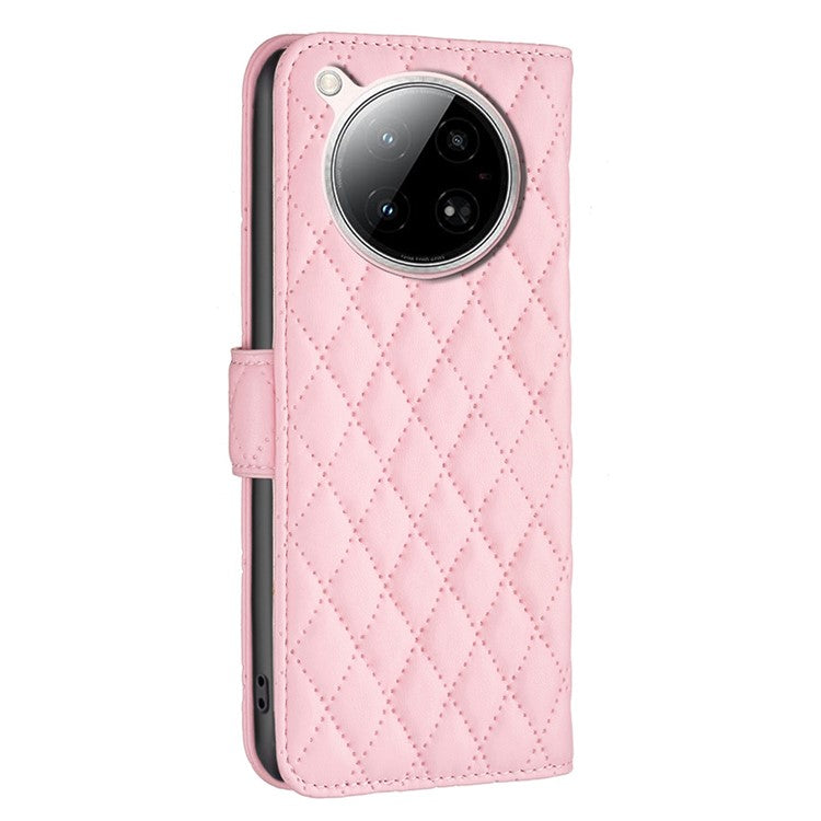 BINFEN COLOR BF Style-14 For Infinix Zero 40 4G Case Rhombus Phone Leather Cover Stand - Pink