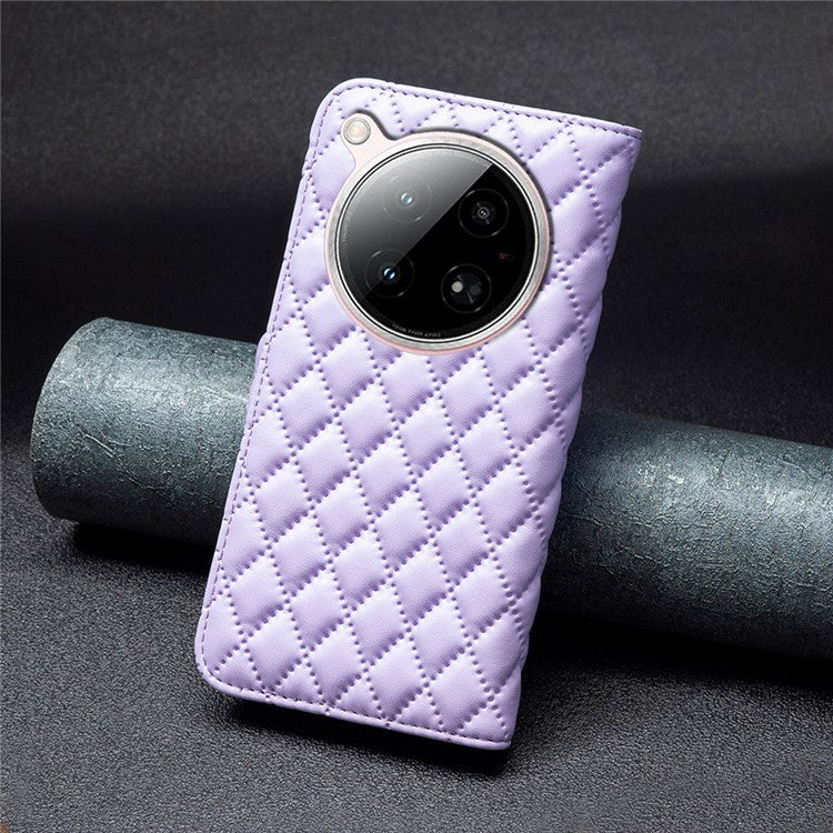 BINFEN COLOR BF Style-14 For Infinix Zero 40 4G Case Rhombus Phone Leather Cover Stand - Purple