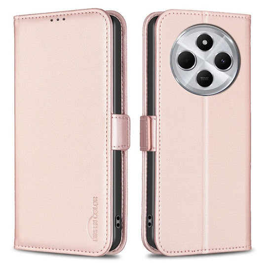 BINFEN COLOR BF31 For Xiaomi Poco C75 4G / Redmi 14R 5G / 14C 4G Case PU Leather Flip Folio Phone Wallet Cover - Pink