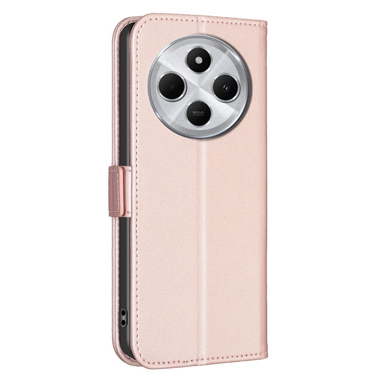 BINFEN COLOR BF31 For Xiaomi Poco C75 4G / Redmi 14R 5G / 14C 4G Case PU Leather Flip Folio Phone Wallet Cover - Pink