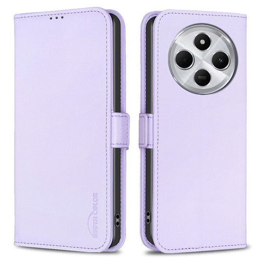 BINFEN COLOR BF31 For Xiaomi Poco C75 4G / Redmi 14R 5G / 14C 4G Case PU Leather Flip Folio Phone Wallet Cover - Purple