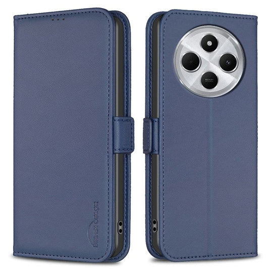 BINFEN COLOR BF31 For Xiaomi Poco C75 4G / Redmi 14R 5G / 14C 4G Case PU Leather Flip Folio Phone Wallet Cover - Blue