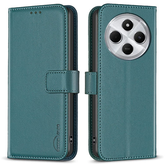 BINFEN COLOR BF17 For Xiaomi Redmi 14C 4G Case Wallet Folio Flip Leather Cover - Green