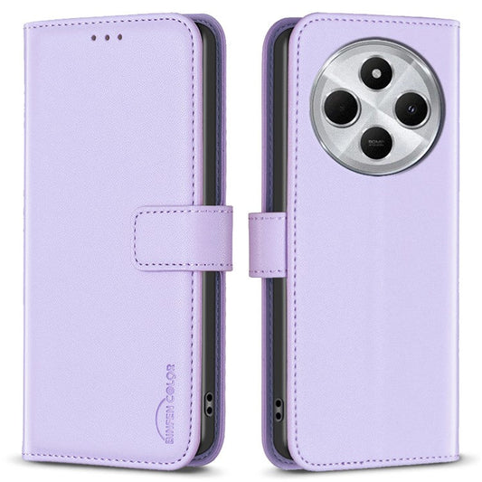 BINFEN COLOR BF17 For Xiaomi Redmi 14C 4G Case Wallet Folio Flip Leather Cover - Purple