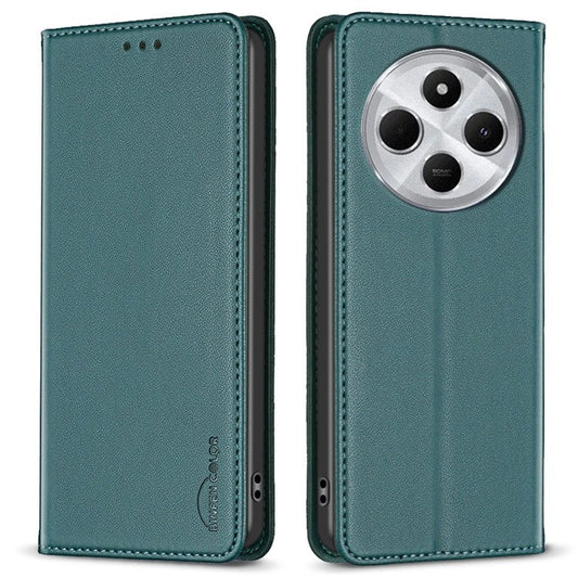 BINFEN COLOR BF18 For Xiaomi Poco C75 4G / Redmi 14R 5G / 14C 4G Case PU Leather Card Holder Phone Cover - Green