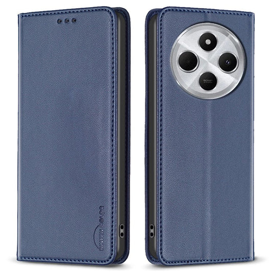 BINFEN COLOR BF18 For Xiaomi Poco C75 4G / Redmi 14R 5G / 14C 4G Case PU Leather Card Holder Phone Cover - Blue