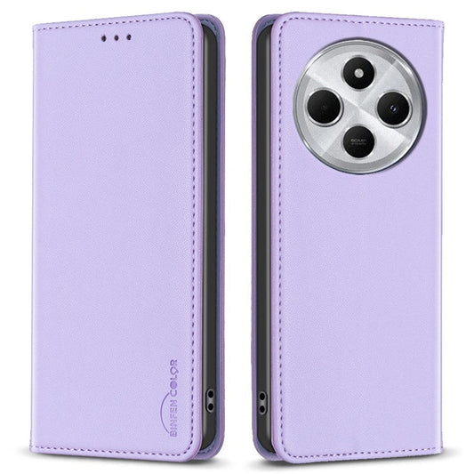 BINFEN COLOR BF18 For Xiaomi Poco C75 4G / Redmi 14R 5G / 14C 4G Case PU Leather Card Holder Phone Cover - Purple