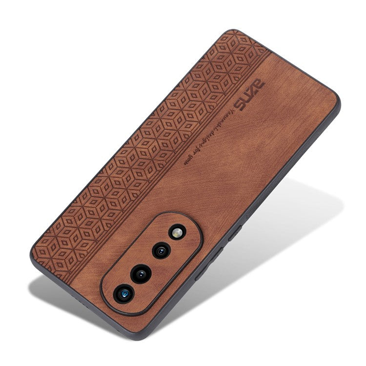 AZNS Anti-scratch Slim Cell Phone Case for Honor 70 5G, Imprinted Pattern PU Leather Coated TPU Back Cover - Brown
