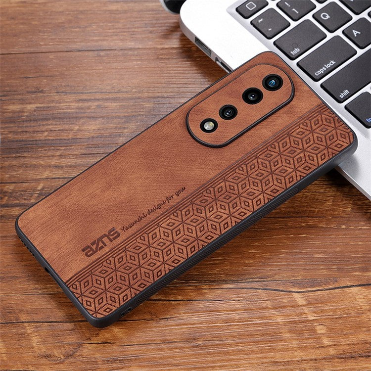 AZNS Anti-scratch Slim Cell Phone Case for Honor 70 5G, Imprinted Pattern PU Leather Coated TPU Back Cover - Brown