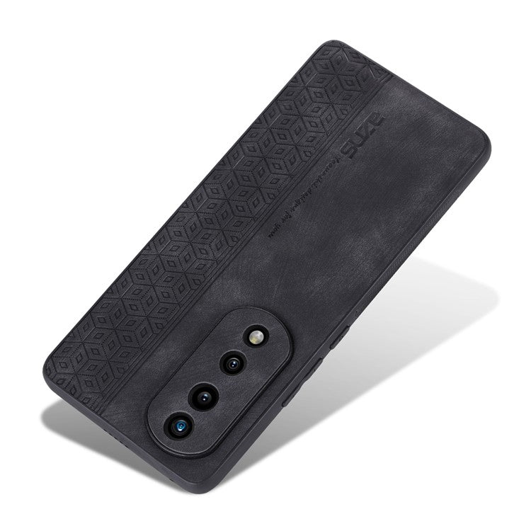 AZNS Anti-scratch Slim Cell Phone Case for Honor 70 5G, Imprinted Pattern PU Leather Coated TPU Back Cover - Black