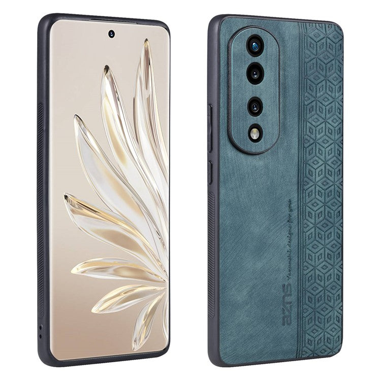 AZNS Anti-scratch Slim Cell Phone Case for Honor 70 5G, Imprinted Pattern PU Leather Coated TPU Back Cover - Green