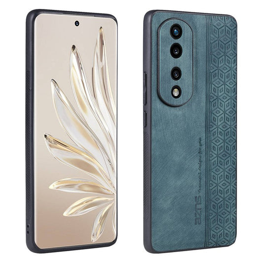 AZNS Anti-scratch Slim Cell Phone Case for Honor 70 5G, Imprinted Pattern PU Leather Coated TPU Back Cover - Green