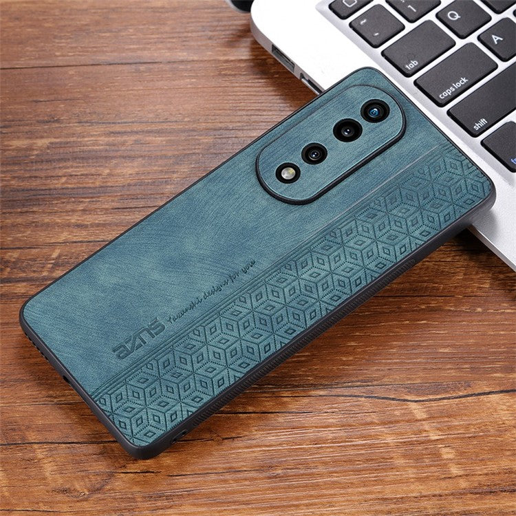 AZNS Anti-scratch Slim Cell Phone Case for Honor 70 5G, Imprinted Pattern PU Leather Coated TPU Back Cover - Green