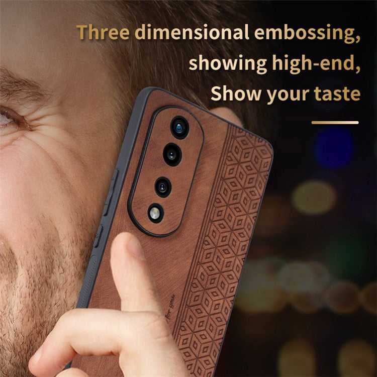 AZNS Anti-scratch Slim Cell Phone Case for Honor 70 5G, Imprinted Pattern PU Leather Coated TPU Back Cover - Green