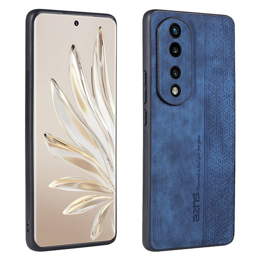 AZNS Anti-scratch Slim Cell Phone Case for Honor 70 5G, Imprinted Pattern PU Leather Coated TPU Back Cover - Blue