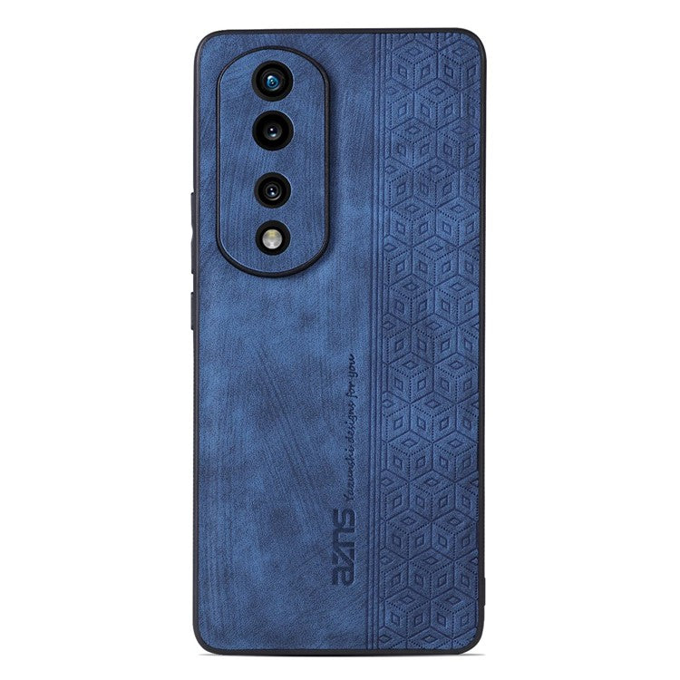 AZNS Anti-scratch Slim Cell Phone Case for Honor 70 5G, Imprinted Pattern PU Leather Coated TPU Back Cover - Blue