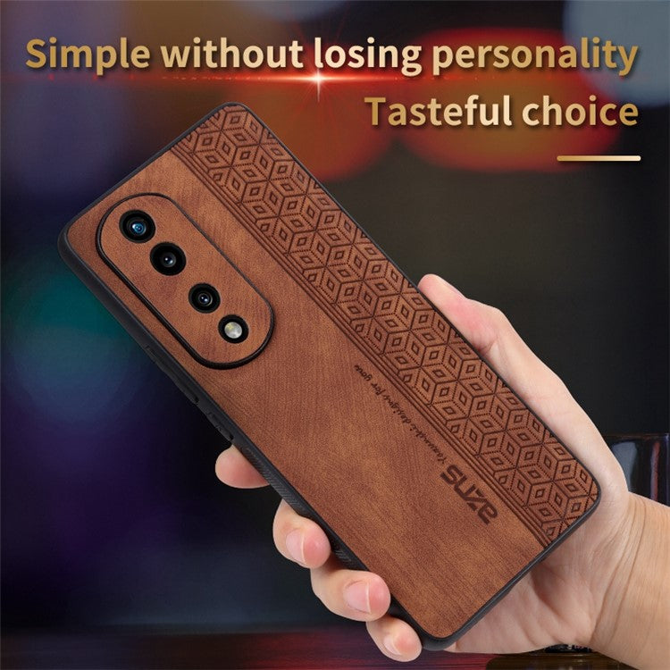 AZNS Anti-scratch Slim Cell Phone Case for Honor 70 5G, Imprinted Pattern PU Leather Coated TPU Back Cover - Purple