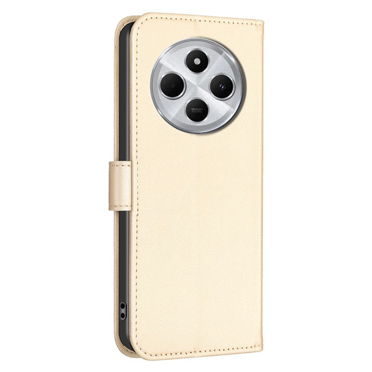 For Xiaomi Poco C75 4G / Redmi 14R 5G / 14C 4G Case Clover Pattern Wallet Stand View Leather Phone Cover - Gold