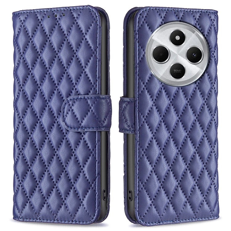 BINFEN COLOR BF Style-14 For Xiaomi Redmi 14C 4G Case Rhombus Phone Leather Cover Stand - Blue