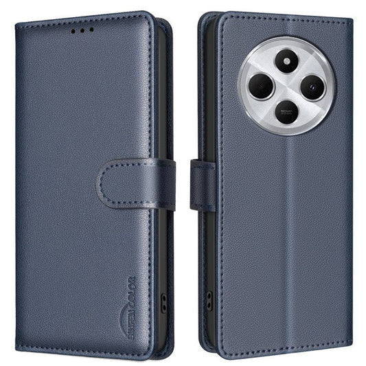 BINFEN COLOR BF32 For Xiaomi Poco C75 4G / Redmi 14R 5G / 14C 4G Leather Case Wallet RFID Blocking Phone Cover - Blue