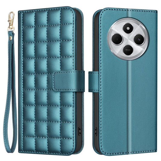 BINFEN COLOR BF34 for Xiaomi Redmi 14C 4G Leather Case Wallet Square Grid Phone Cover - Green
