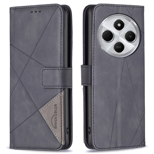 BINFEN COLOR BF05 For Xiaomi Redmi 14C 4G Case Leather Phone Cover Wallet Stand - Black