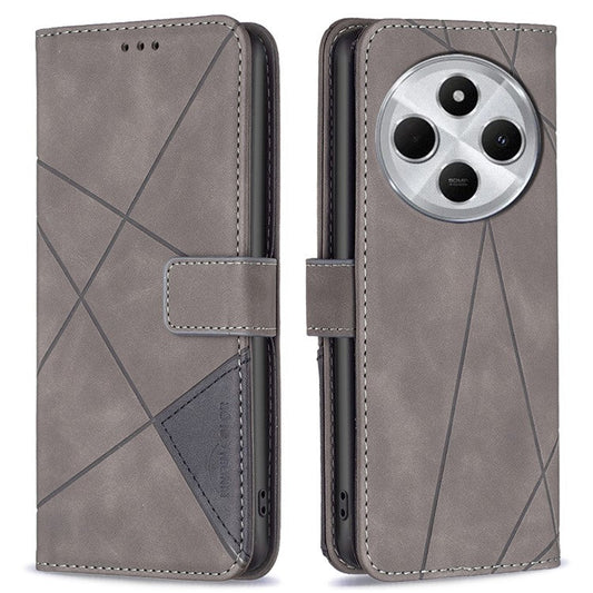 BINFEN COLOR BF05 For Xiaomi Redmi 14C 4G Case Leather Phone Cover Wallet Stand - Grey
