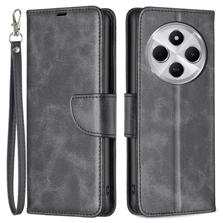 For Xiaomi Poco C75 4G / Redmi 14R 5G / 14C 4G Case Shockproof PU Leather Cover with Wallet Card Slots - Black