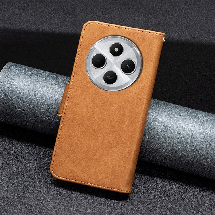 For Xiaomi Poco C75 4G / Redmi 14R 5G / 14C 4G Case Shockproof PU Leather Cover with Wallet Card Slots - Yellow