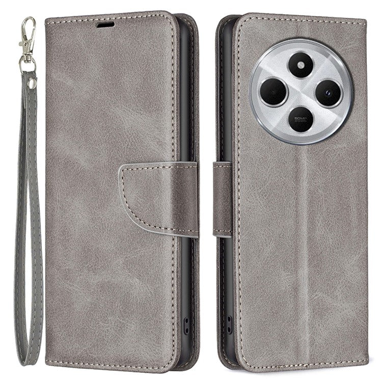 For Xiaomi Poco C75 4G / Redmi 14R 5G / 14C 4G Case Shockproof PU Leather Cover with Wallet Card Slots - Grey