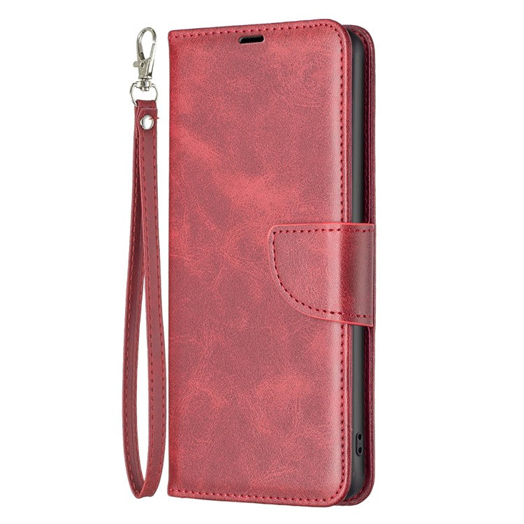 For Xiaomi Poco C75 4G / Redmi 14R 5G / 14C 4G Case Shockproof PU Leather Cover with Wallet Card Slots - Red