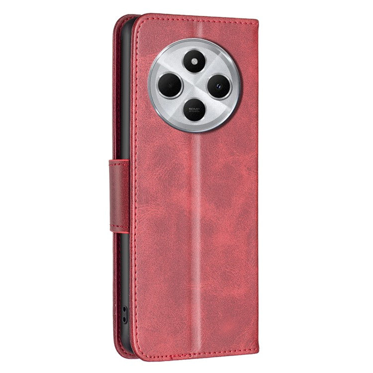 For Xiaomi Poco C75 4G / Redmi 14R 5G / 14C 4G Case Shockproof PU Leather Cover with Wallet Card Slots - Red