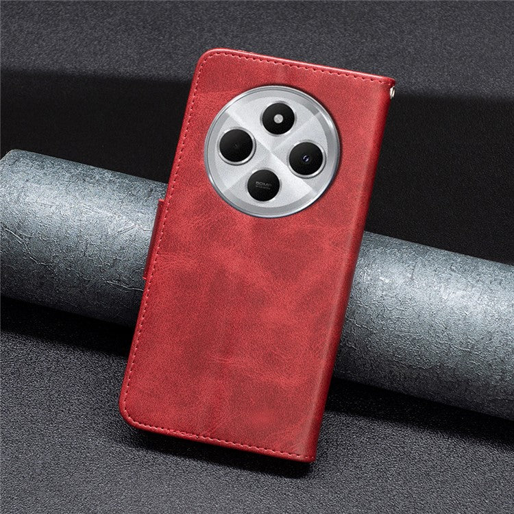 For Xiaomi Poco C75 4G / Redmi 14R 5G / 14C 4G Case Shockproof PU Leather Cover with Wallet Card Slots - Red