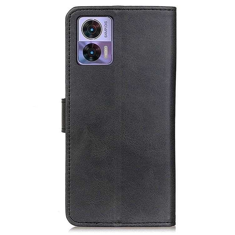 For Motorola Edge 30 Neo 5G Magnetic Clasp Phone Case Cowhide Texture PU Leather Wallet Stand Anti-drop Cover - Black