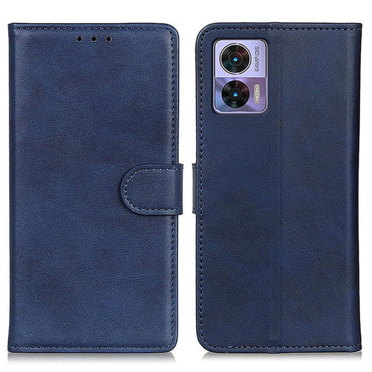 For Motorola Edge 30 Neo 5G Magnetic Clasp Phone Case Cowhide Texture PU Leather Wallet Stand Anti-drop Cover - Blue