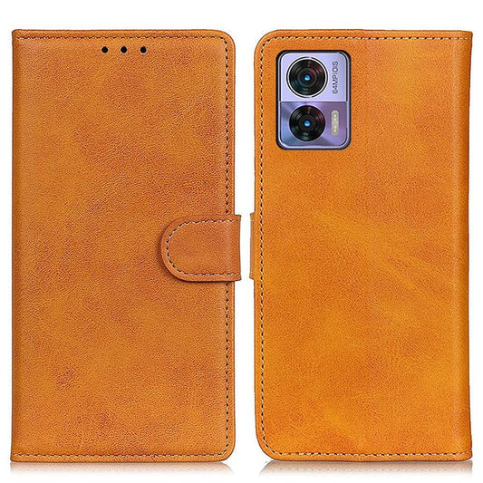 For Motorola Edge 30 Neo 5G Magnetic Clasp Phone Case Cowhide Texture PU Leather Wallet Stand Anti-drop Cover - Brown