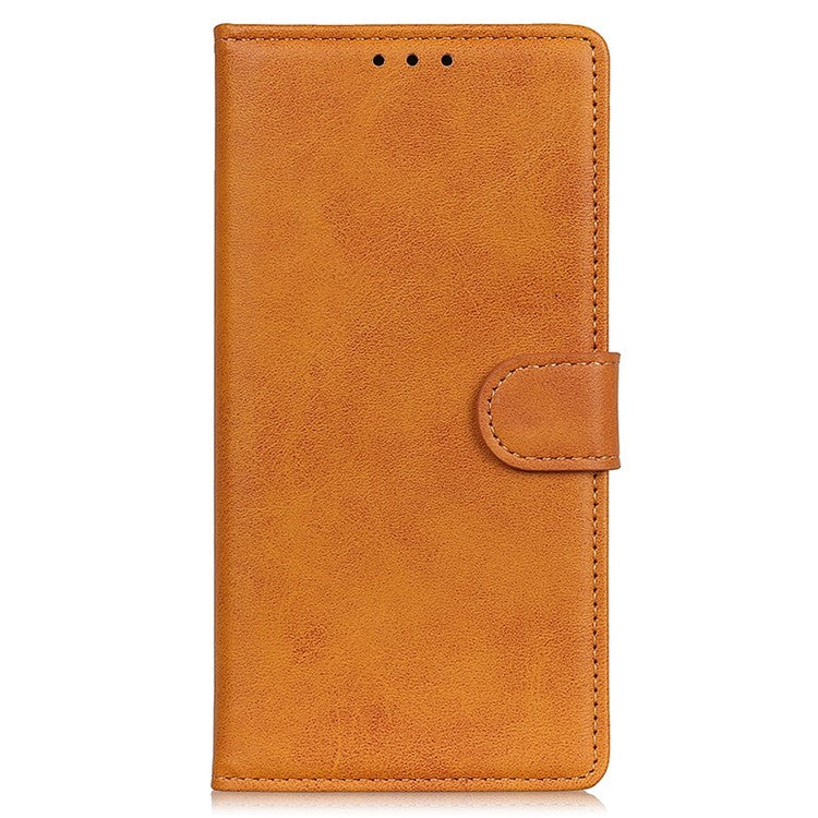 For Motorola Edge 30 Neo 5G Magnetic Clasp Phone Case Cowhide Texture PU Leather Wallet Stand Anti-drop Cover - Brown