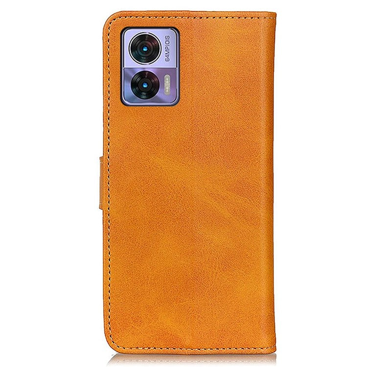 For Motorola Edge 30 Neo 5G Magnetic Clasp Phone Case Cowhide Texture PU Leather Wallet Stand Anti-drop Cover - Brown