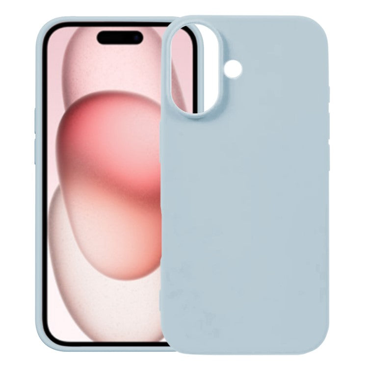 KALEBOL KLB-YTGJ001 For iPhone 16 Case Solid Color Liquid Silicone+PC Phone Cover - Baby Blue