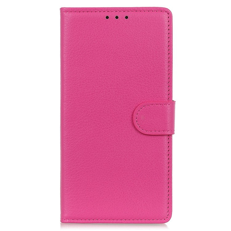 Litchi Texture PU Leather Cover for Motorola Edge 30 Neo 5G, Stand Wallet Magnetic Clasp Drop-proof Cell Phone Case - Rose