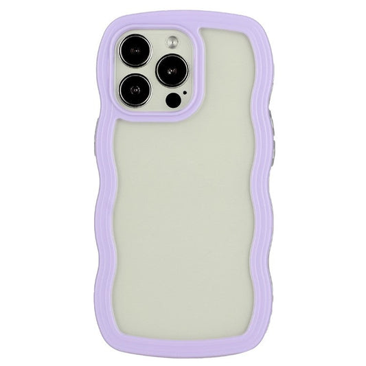 For iPhone 16 Pro Case Wavy Edge Design PC + TPU Shockproof Phone Cover - Purple