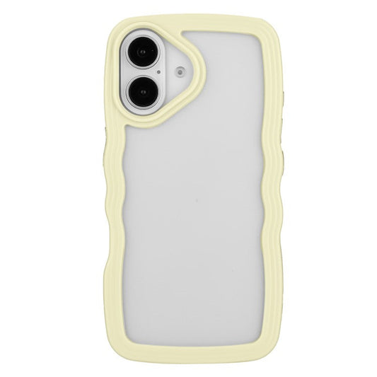 For iPhone 16 Case Wavy Edge Design PC + TPU Shockproof Phone Cover - Yellow
